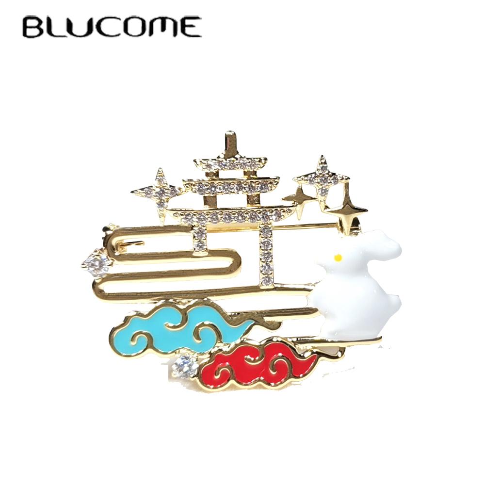 Blucome Новый дизайн, медная брошь в форме кролика в форме облака для костюма, шарфа, шляпы, булавки