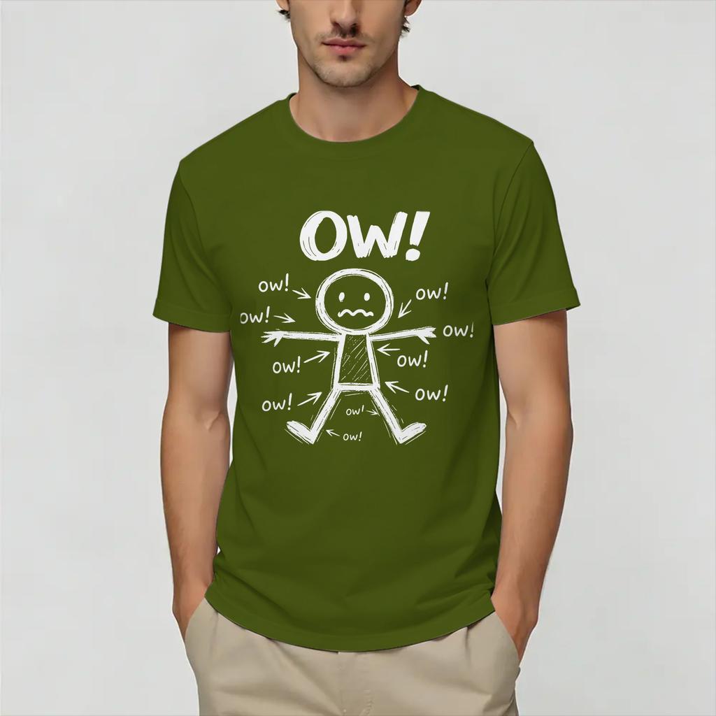 Funny Ow Ow Ow Ow Saying Body Unisex T Shirts Leisure Tees Short Sleeve Crew Neck TShirts Cotton Plus Size Clothes