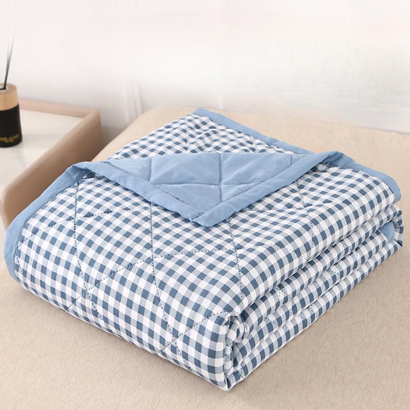 1pc Washed Cotton Summer Quilt Ultrasonic Embossing Lightweight Cool Blanket for Dormitory Office Home