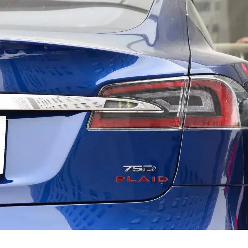 PLAID for Tesla Model 3 S X Y Car Decals ABS Zinc Alloy Plaid Stickers Badge Version Performance Trunk Emblem Decoration