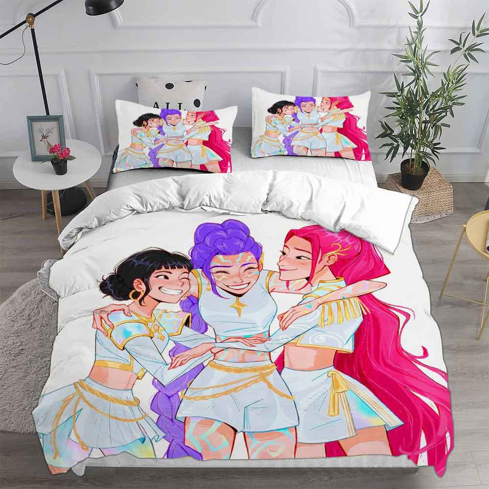 K-pop Охотники на демонов Руми Мира Зои Постельные наборы Одеяло Стеганое покрывало Покрывало Пододеяльник Наволочка Наборы из 2-3 предметов Детский Взрослый размер