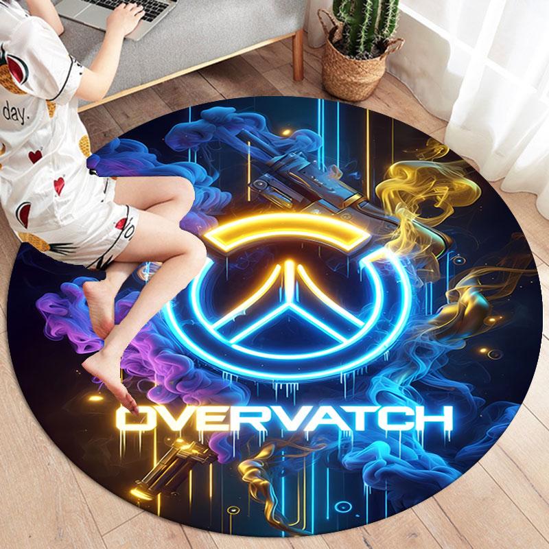 Круглый ковер Overwatch, Ковер для гостиной, спальни, дивана, игровой комнаты, Декор, Нескользящий коврик для пола
