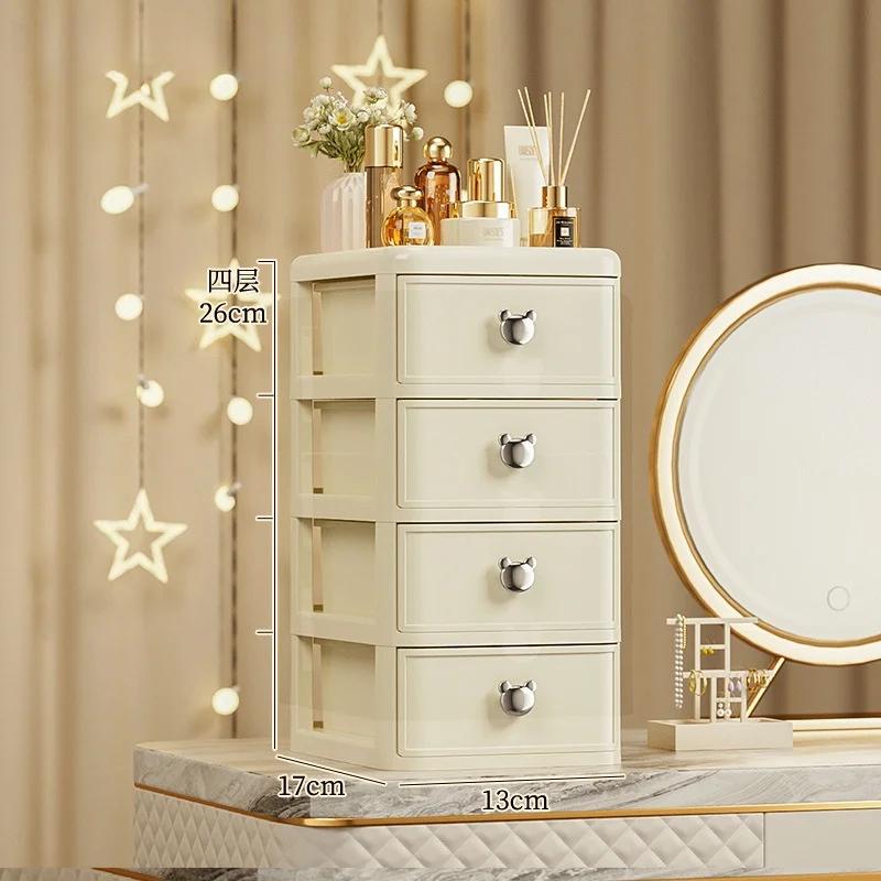 Мультяшный многослойный настольный органайзер Настольный ящик для хранения с пыленепроницаемым выдвижным ящиком для канцелярских товаров, косметики для офисного стола