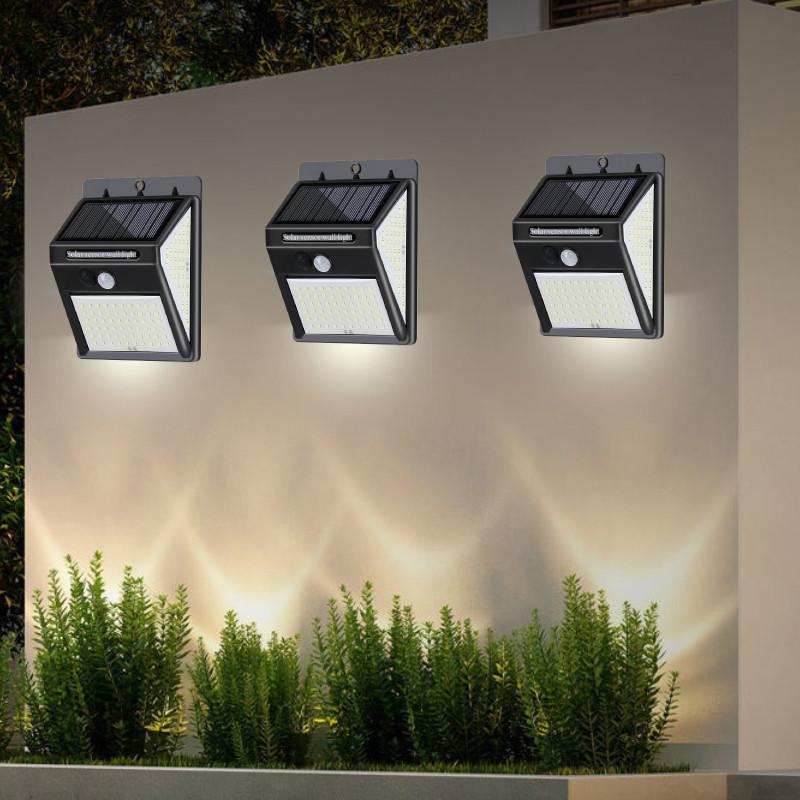 Security 140led Solar Light Outdoor Motion Sensor Lamp For Garden Courtyard Wall