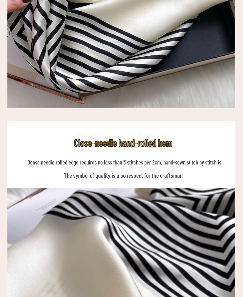 Elegant Striped Silk Scarf: Large Square for Women’s Spring & Autumn, Versatile Sunscreen, Mulberry Silk 90 Shawl