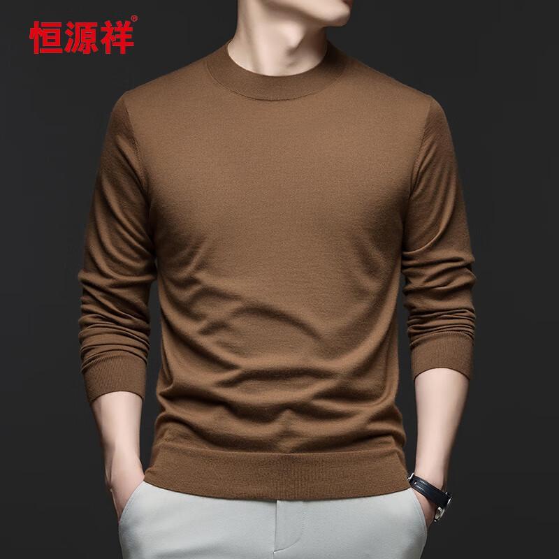 Hengyuanxiang Men's 100% Cashmere Round Neck Sweater