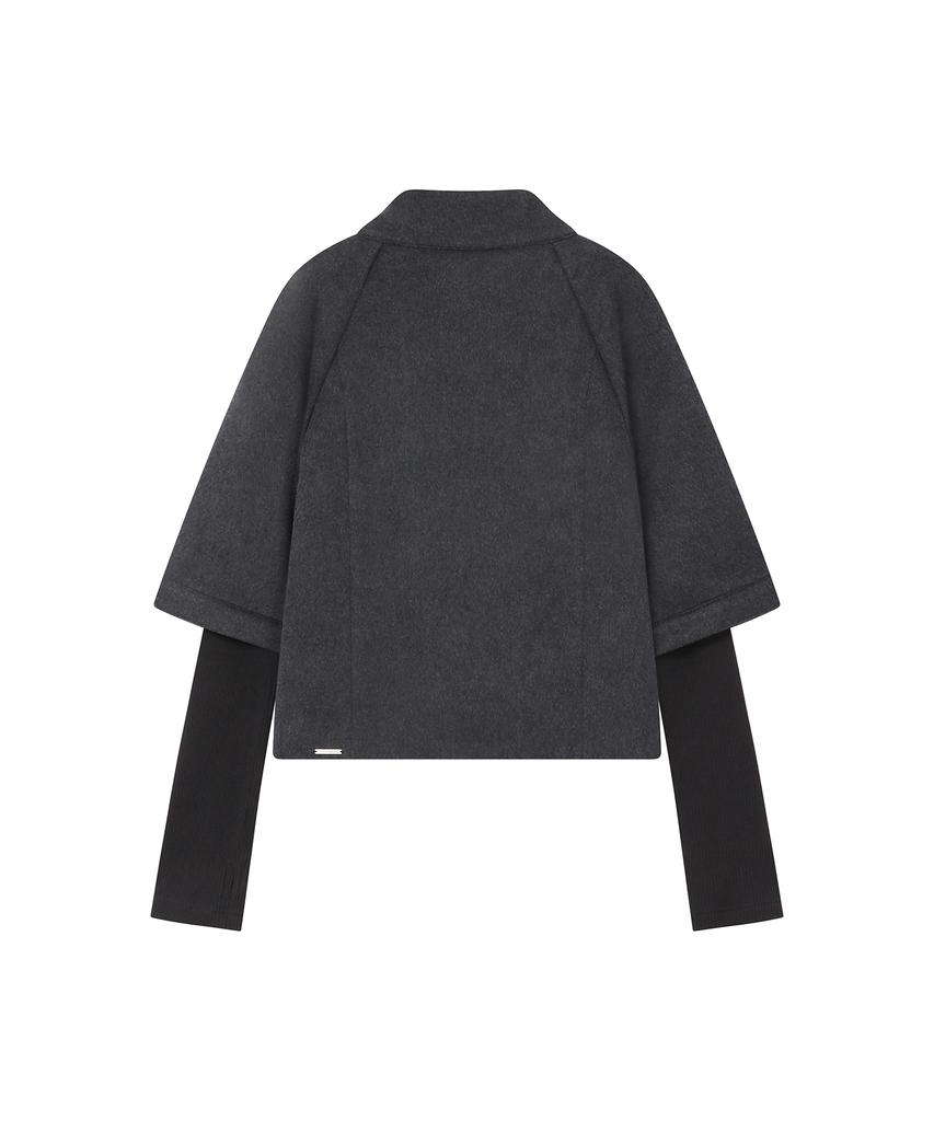 MISEKI SEOUL Double Button Layered Short Coat Charcoal