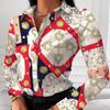 Fashion Chain Leopard Printed Lady Office Shirt Elegant Turn-down Collar Blouse Casual Button Long Sleeve New Autumn Women Tops