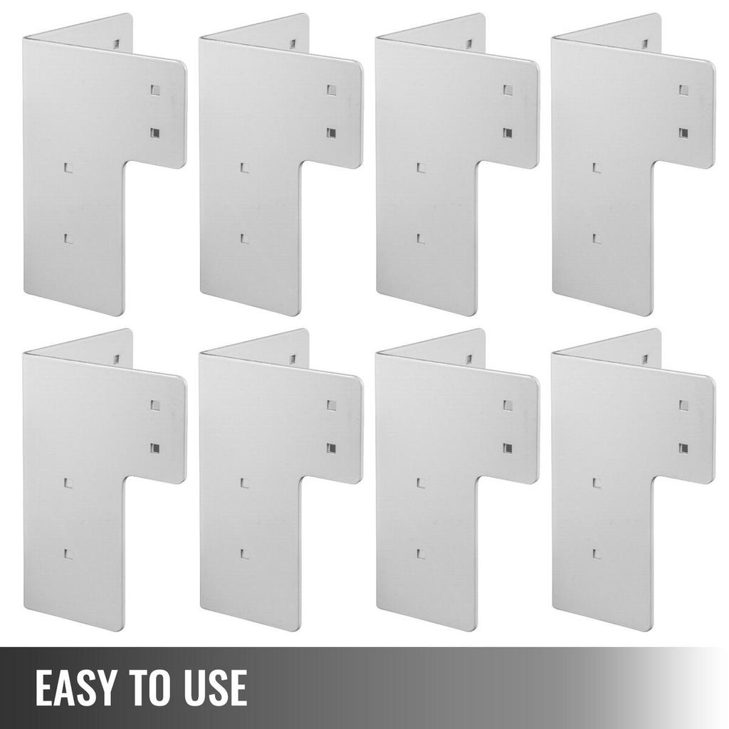 Workbench Corner Brackets 8 PCs Shop Table Bracket Kit 48 LBS Shop Table Corner Brackets 4 mm Right Angle White Color Galvanized Steel Elevated