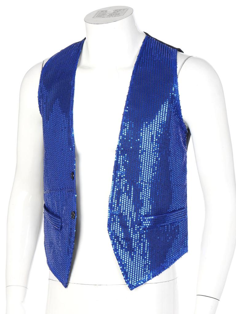 Мужской женский блестящий жилет без рукавов с блестками, жилет, куртка, костюм, Блейзер, карнавальный сценический костюм