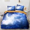 Sky Duvet Cover Set Space Night Time Universe Stars Nebulas Moon Decorative Bedding Set King Twin Size Polyester Comforter Cover