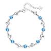 Браслет Blue Heart 999 Серебряные бусины Гипоаллергенный высококачественный кубический цирконий Камень-талисман Амулет Регулировочный аксессуар Ювелирные изделия Подарок на день рождения Идеальный подарок