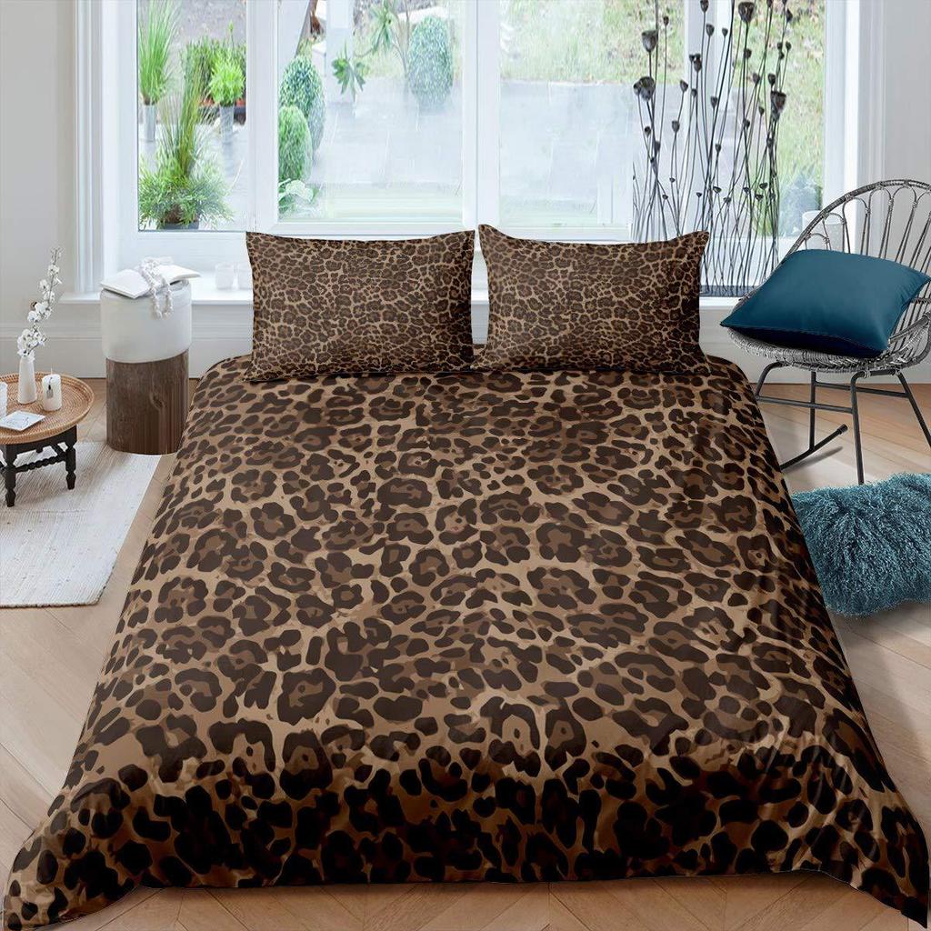 Black leopard print duvet cover set popular suitable for boys and girls bedroom