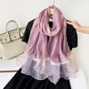New Solid Color Pearl Silk Scarf for Women In Spring and Summer European and American Imitation Silk Thin Shawl Long Scarf