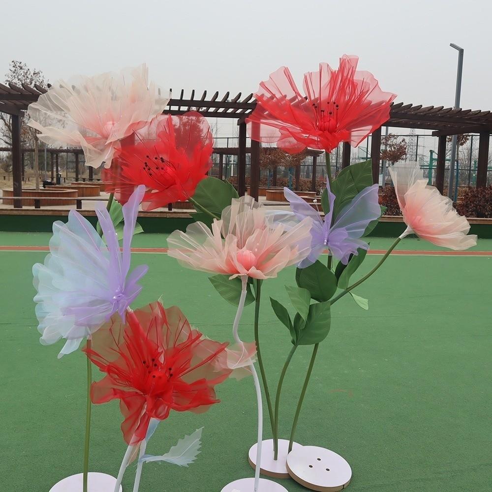 Simulation 3D Gauze Artificial Flower 50cm Big Giant Mesh Flower Hollow Silk Flower Window Display