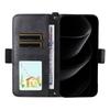 For iPhone 17 Pro Leather Case Magnetic Closure Wallet Stand Phone Cover with Crossbody Strap