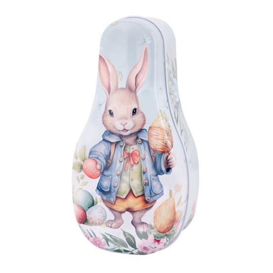 Easter Tinplate Candy Box Bunny Pattern Cookie Biscuit Storage Tin Metal Empty Chocolate Treat Packaging Container Easter Gift Box with Lid for