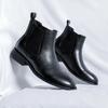 Fashion Classic Chelsea Boots Men Casual Leather Pointed Toe Ankle Boots 2024 Brand Comfortable Fashion Outdoor Boots Flat Designer Shoe