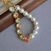 Luxury Rainbow Zircon Bracelet Beaded Women Jewelry Delicate Pearl Rhinestone Necklace  Lady