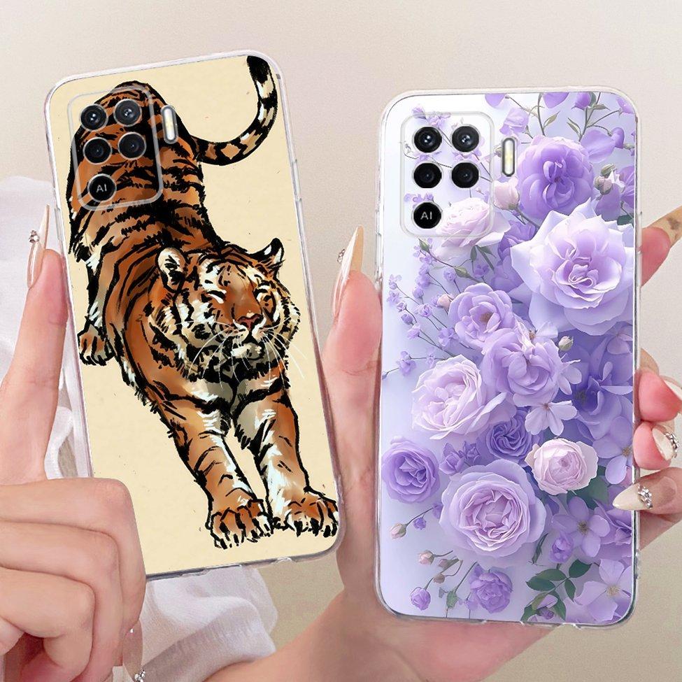 Clear Cover For Oppo A94 4G Case CPH2203 Cute Cat Fashion Butterfly Funny Painted Casing For Oppo Reno 5F CPH2217 Bumper