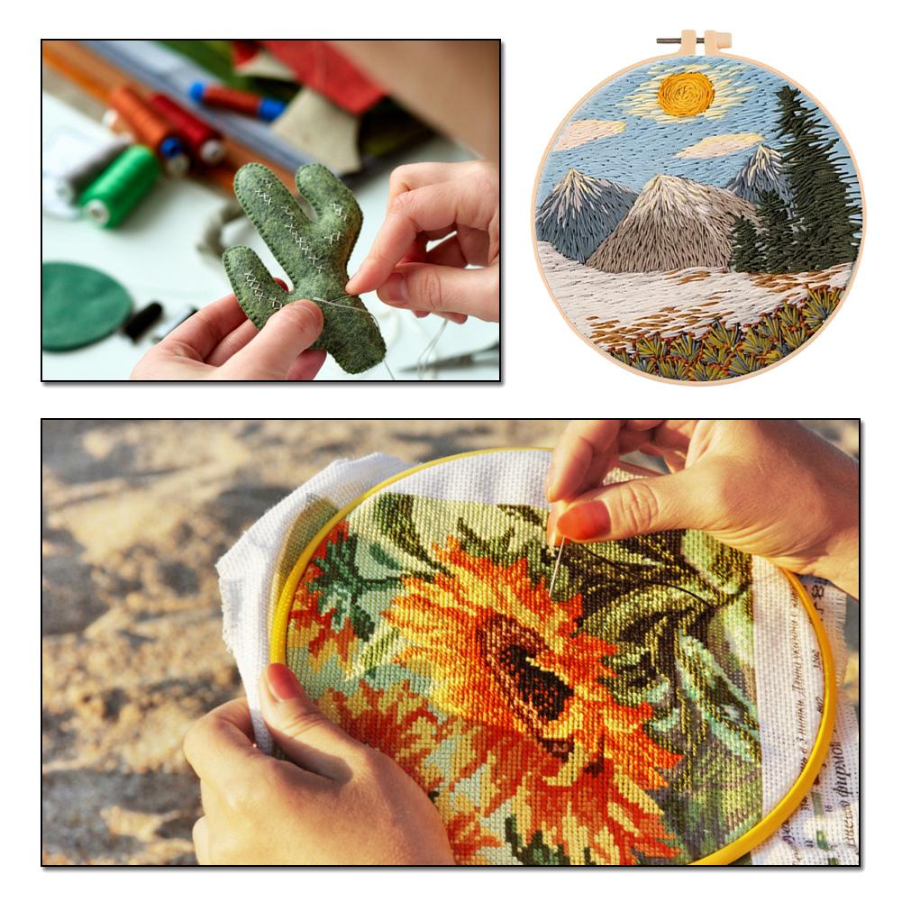 Счастливого Рождества Набор для вышивания ручной работы для начинающих с хлопковыми нитками, иглами, пяльцами и схемой для создания уникального произведения искусства