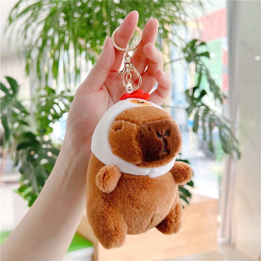Capybara Plush Keychain Cute Bag Pendant Creative Fluffy Animals Keyring Kawaii Stuffed Doll Keychains Birthday Gift