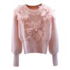 WTEMPO Women's Long Sleeve Crewneck Sweater Fashion Flower Knitwear Girl Soft Comfortable Knitting Tops Sweaters