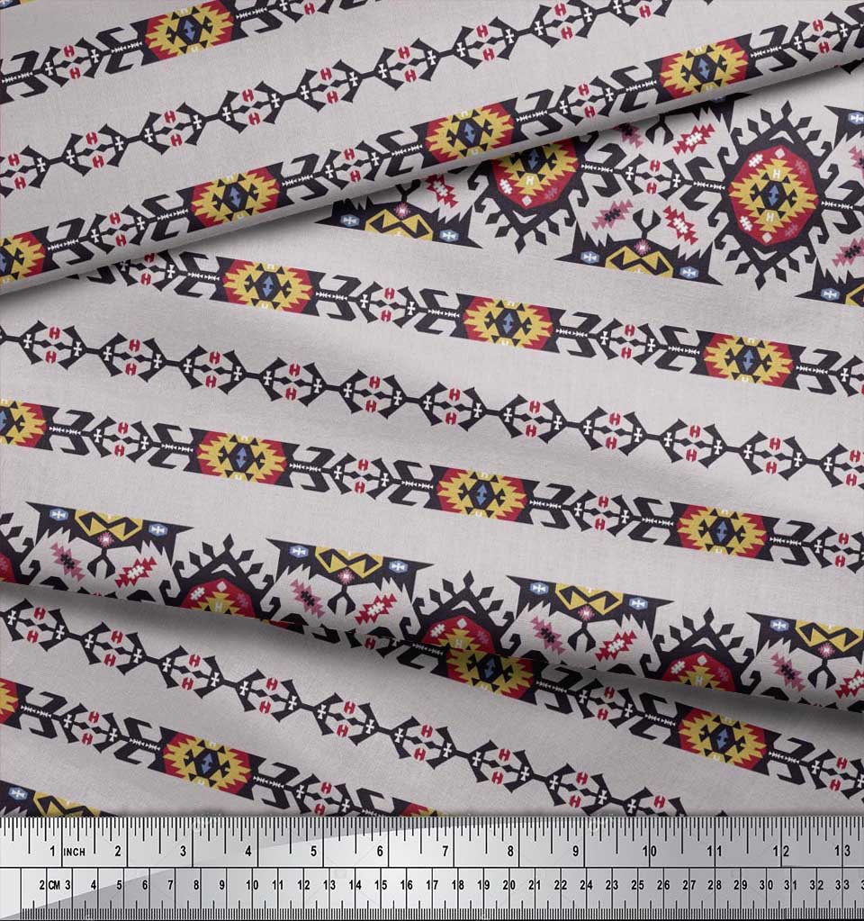 Soimoi Японская креп-сатиновая ткань Ацтекская юго-западная печатная ткань 1 метр 42 дюйма