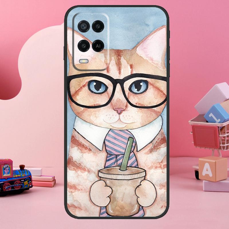 Милый Чехол Молочный Кот для Oppo A5 Pro A15 A17 A57 A77 A18 A38 A58 A78 A98 A94 A74 A54 A16 A76 A96 A40 A60 A80