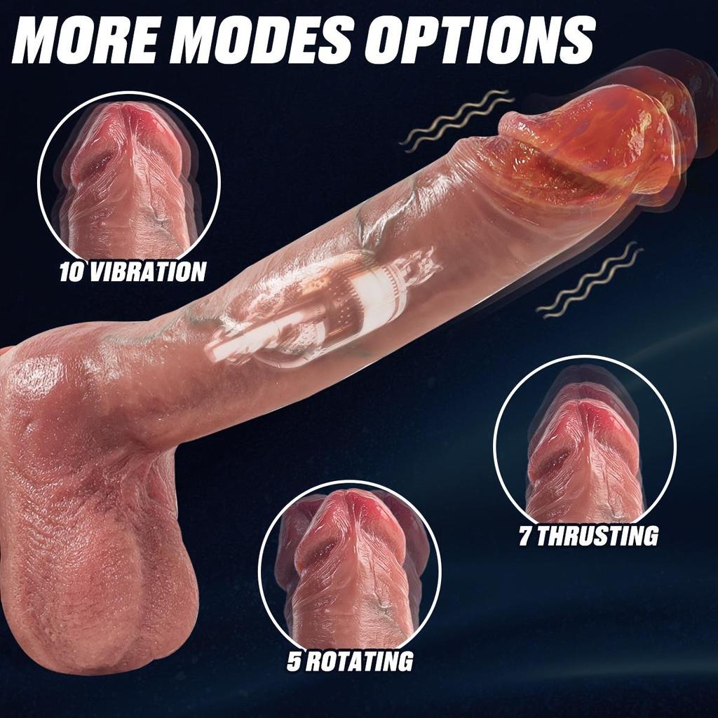 Реалистичное толкающее дилдо 10,5 дюймов – жидкий силикон, 10 режимов вибрации, питание от батареек, анальная стимуляция точки G, секс-игрушка для взрослых для пар и одиночного использования