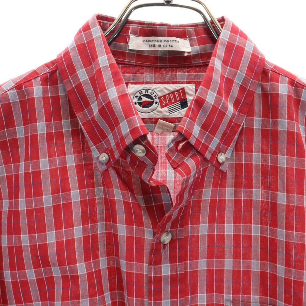 Arrow Винтажная рубашка в клетку 70-х 80-х годов с длинным рукавом на пуговицах L SPORT Мужская Б/У