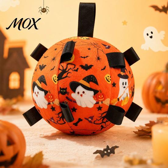 Halloween Themed Puppy Toy Squeaky Dog Chew Ball for Halloween, Bite Resistant Plush Toy, Pet Teething Interactive Small Medium Large Breeds Dogs