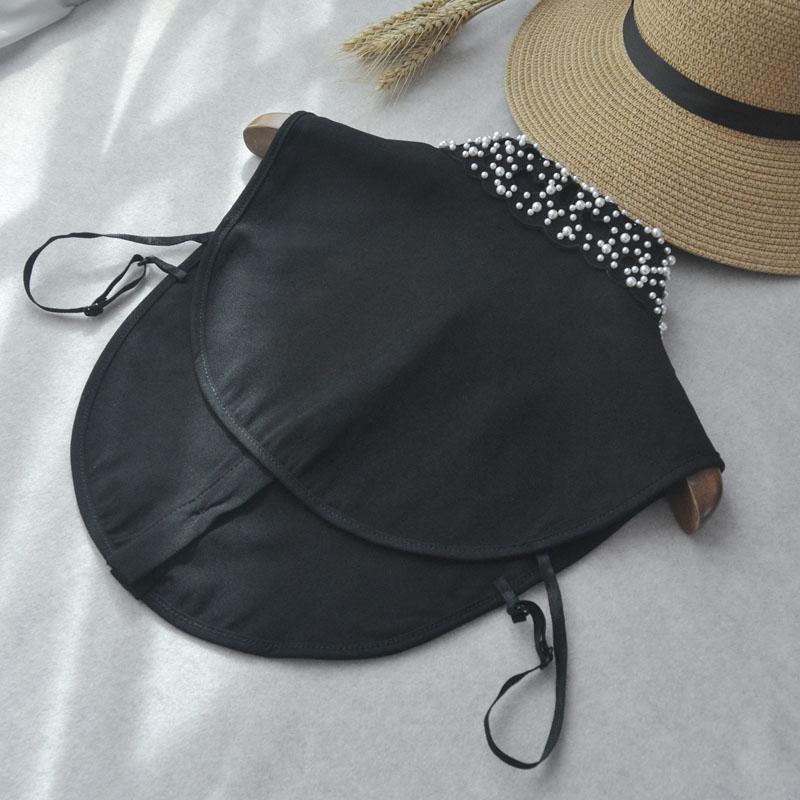Elegant Beaded Women Fake Collar Shirt Black Embroidery Detachable Collar Fake Women Vintage False Collar Removable Nep Kraagie
