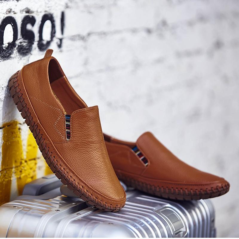 Fashion 2024 New Large Size 50 Men Loafers Soft Moccasins Fashion Soft Spring Autumn Genuine Leather Shoes Men Warm Flats Driving Shoes
