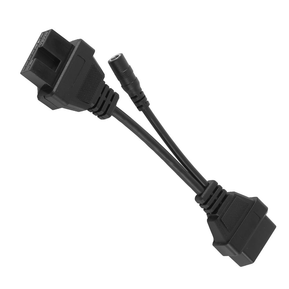 Black Vehicle Diagnostic Cable 12 Pin to 16 Pin Cable with Power Jack Fault Code Reading