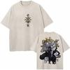 Japan Anime Jujutsu Kaisen Washed T Shirts Satoru Gojo Geto Suguru T-shirt Casual Cotton Oversized Harajuku T Shirt Fans Gifts