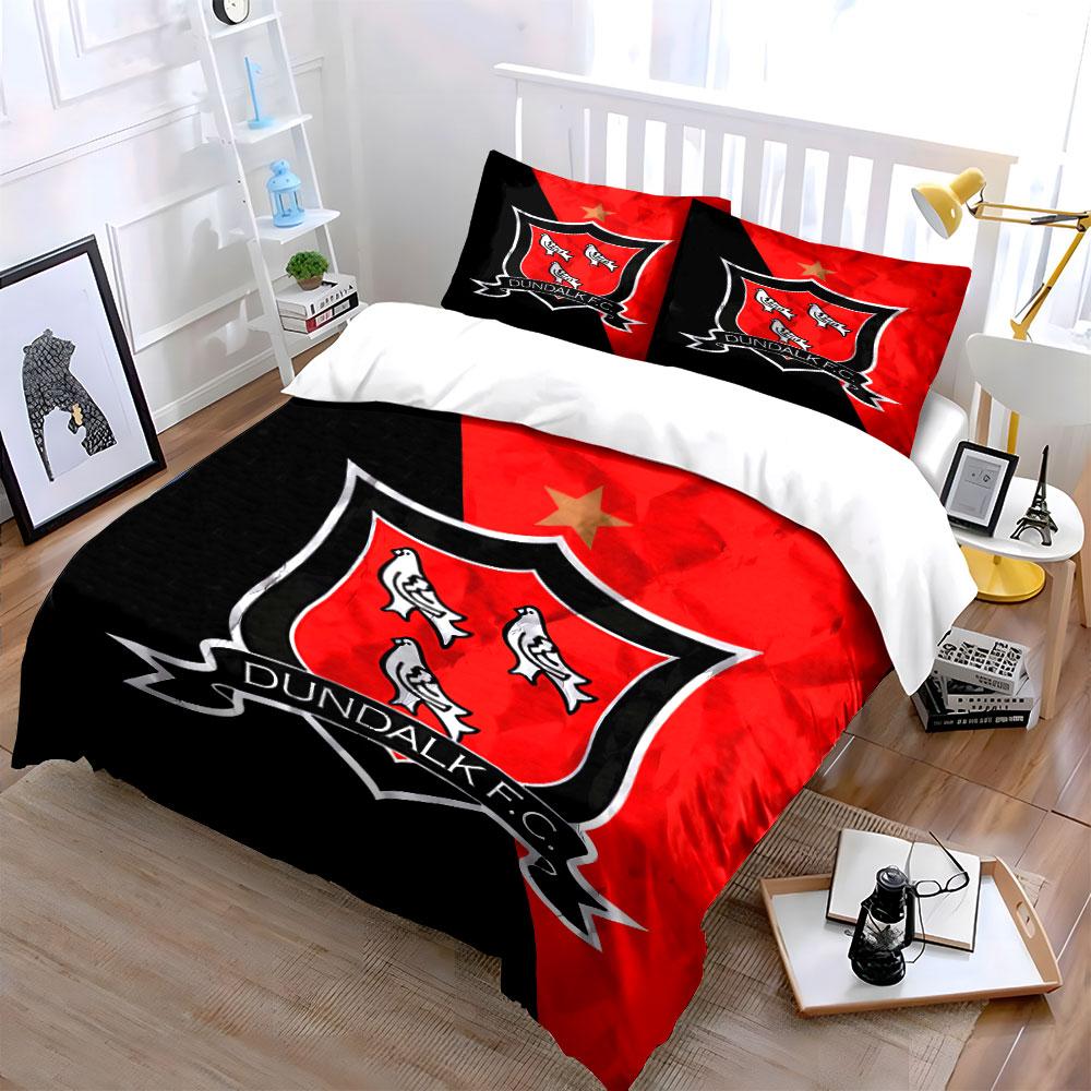 Red and Black Dundalk F.C. Bedding Bedding Duvet Cover Set Duvet Cover Pillowcases (1 * Duvet Cover 2 * Pillowcases, without duvet insert)