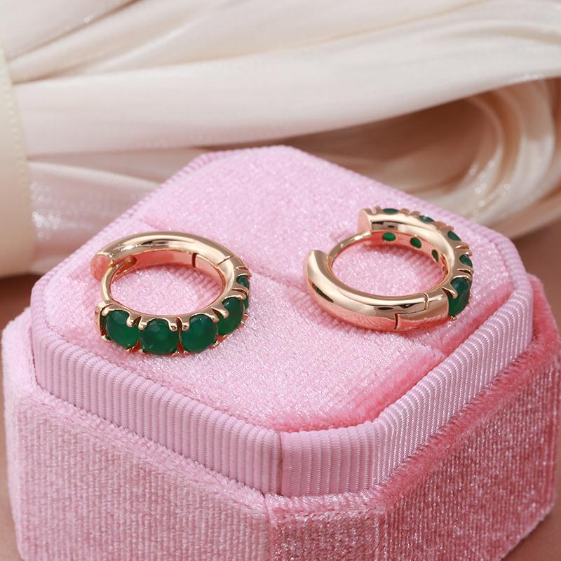 Женские серьги-кольца Kinel с опалом и зеленым цирконом, роскошные повседневные украшения цвета розового золота