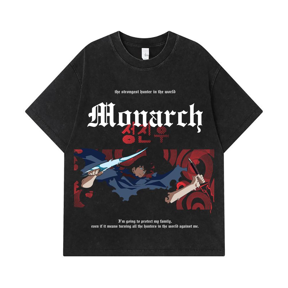275 GSM Washed T-shirts 100% Cotton Solo Leveling V10 Print Unisex Heavy Cotton T Shirt