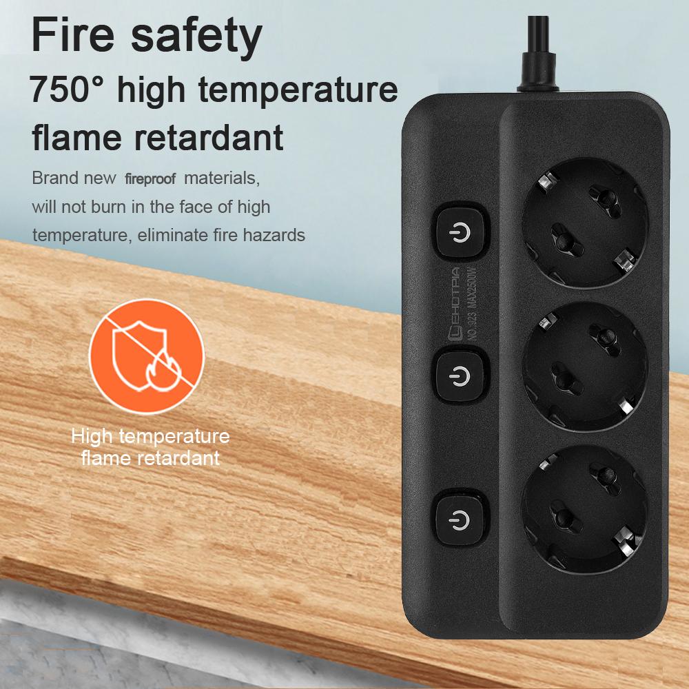 Розетки переменного тока с европейской вилкой, удлинитель с несколькими ответвлениями, сетевой фильтр с USB-адаптером типа C и быстрой зарядкой PD