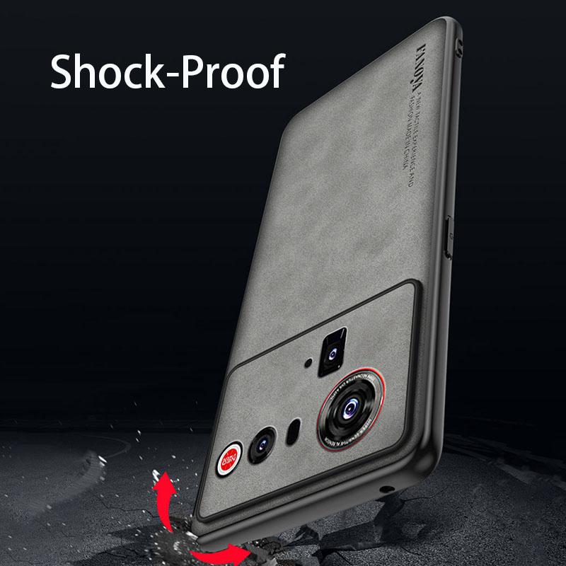 Ретро Кожаный Чехол с Ощущением Кожи для ZTE Nubia Z80 Ultra Z80Ultra Ударопрочный Матовый Силиконовый Мягкий Чехол-Крышка