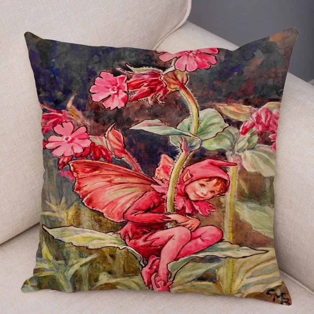 Сказочный мир эльф диван красочный милый мультфильм девочка-цветок наволочка декоративная домашняя наволочка