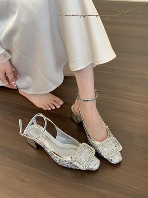 Новые 2025 Классические Элегантные Босоножки-Слингбэки Женские Стразы Пряжка Задний Ремешок Плоский Балетный Дизайн Обувь Бренд Мюли Офис Mujer