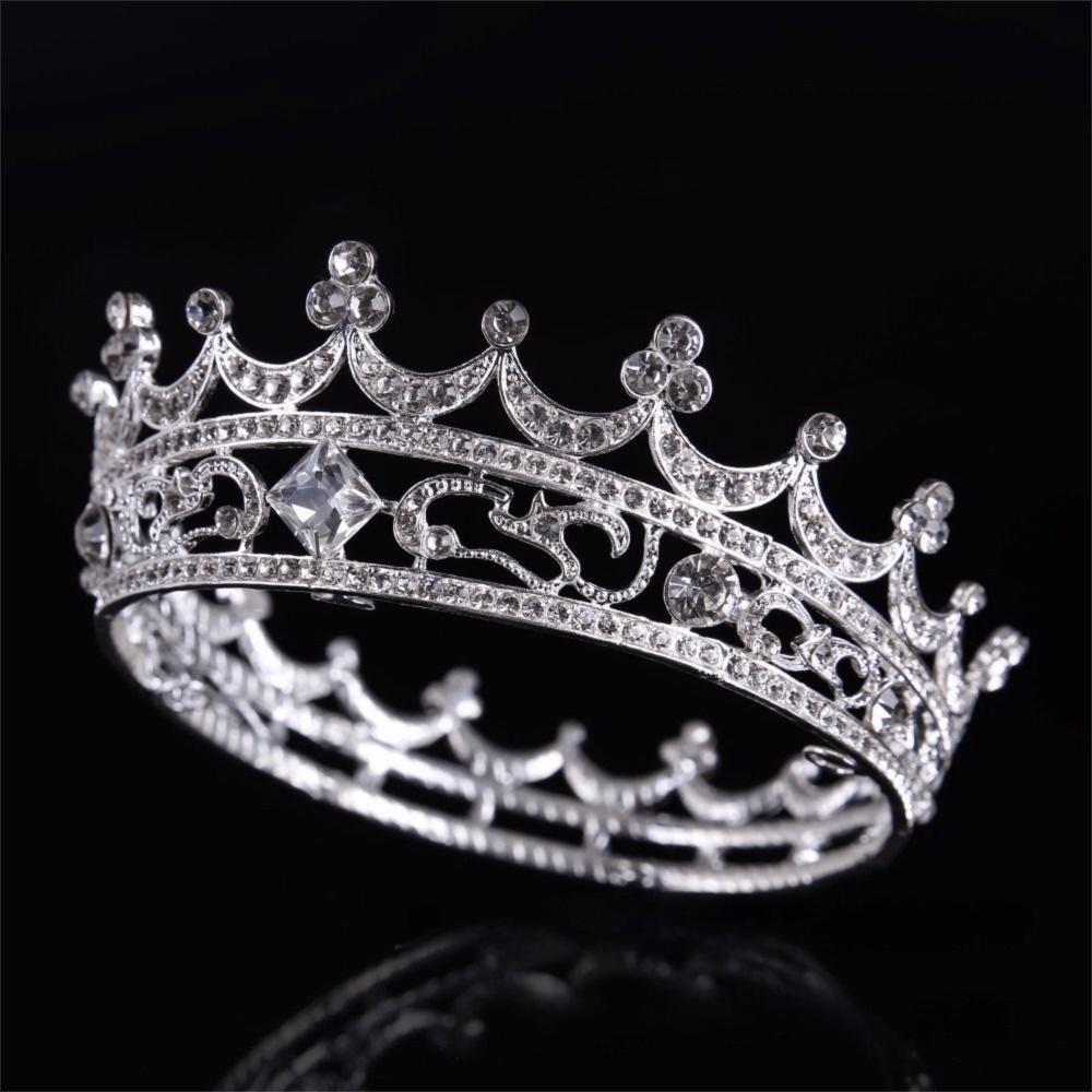 Crystal Baroque Crown Sparky Round Crown for Women Headwear Crystal Bridal Tiara Banquet