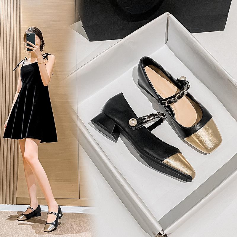 2024 Весна и осень Сезон Небольшой Нос Толстый Каблук Модные Универсальные Женские Одиночные Туфли