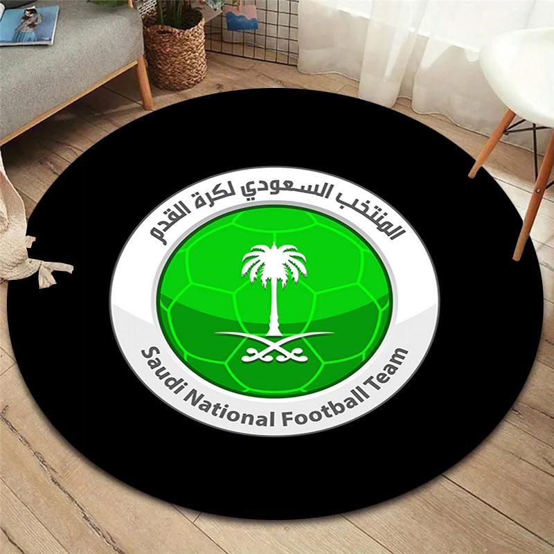 Saudi Arabia National Football Team Round Area Rug,Carpet Rug for Living Room Bedroom Sofa Playroom Decor,Non-slip Floor Mat