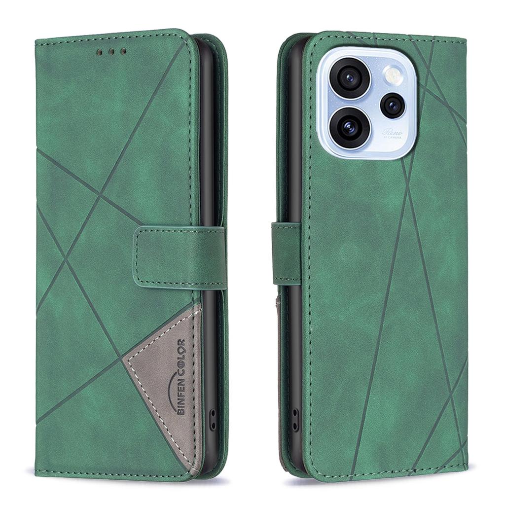 For Oppo Reno15 F 5G Phone Case BINFEN COLOR Wallet Stand Geometry Imprinted Leather Cover