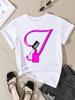 Summer Women's Short Sleeve T-shirt Dazzle Nail Polish Letter Print Large Size Shirt Fashion Girl Crewneck Tshirt Aesthetic Tee