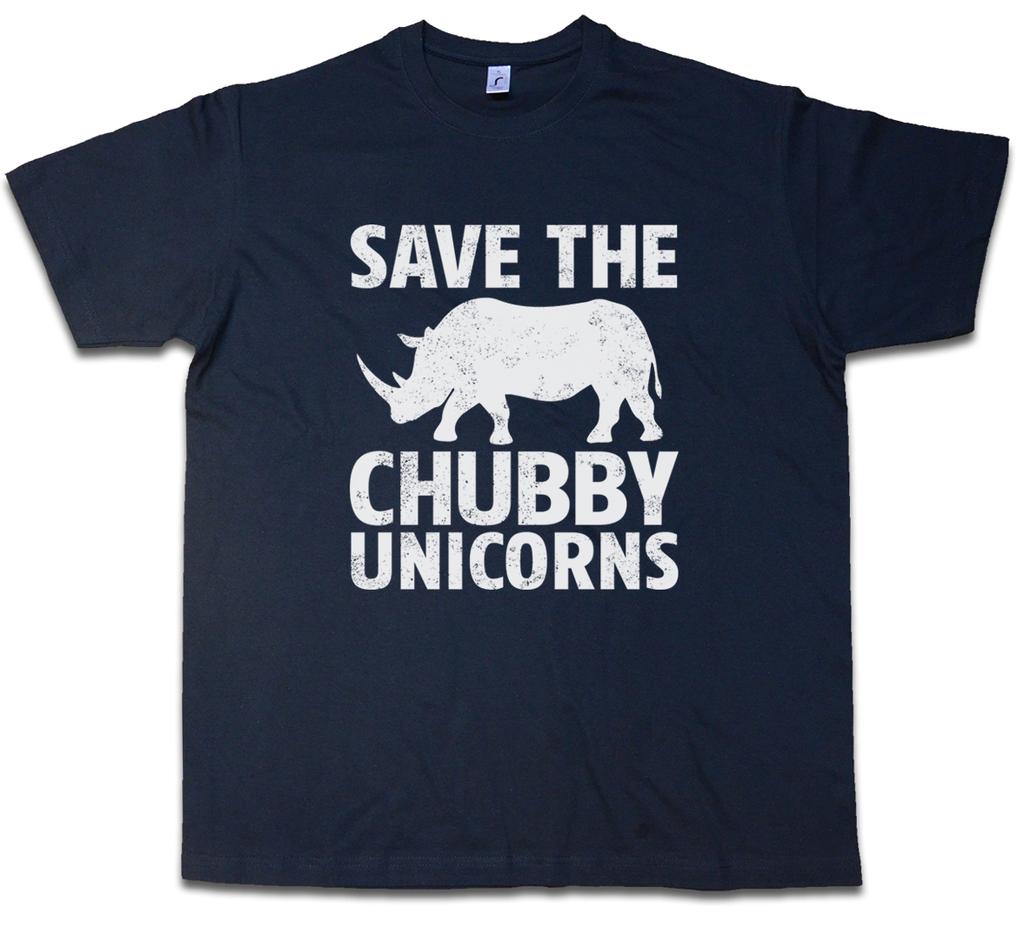 SAVE THE CHUBBY UNICORNS T-SHIRT Rhino Rainbow Colors Fairy Fairies Fun