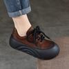 Vintage Handmade Thick Soled Women's Shoes Genuine Leather Round Toe Flat Platform Shoes